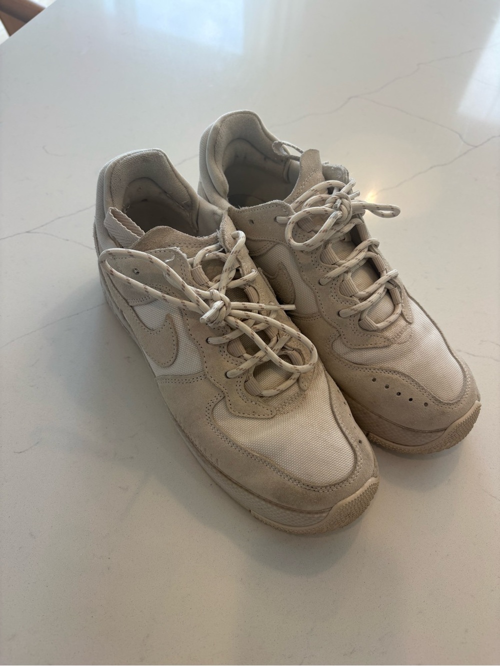 Nike Women's Cream/Beige Casual Lace-Up Sneakers